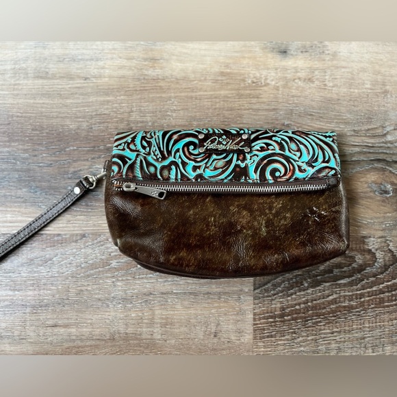 Patricia Nash Leather Tooled Western Fold Over Clutch - Picture 2 of 6